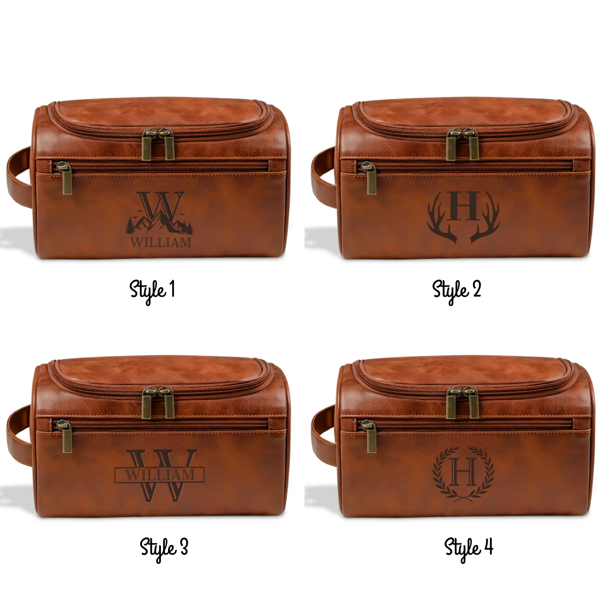 Vintage Legend - Personalized Leather Toiletry Bag - Gift For Dad, Father's Day Gift
