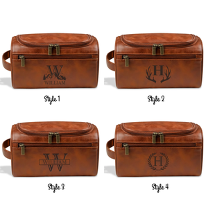 Vintage Legend - Personalized Leather Toiletry Bag - Gift For Dad, Father's Day Gift