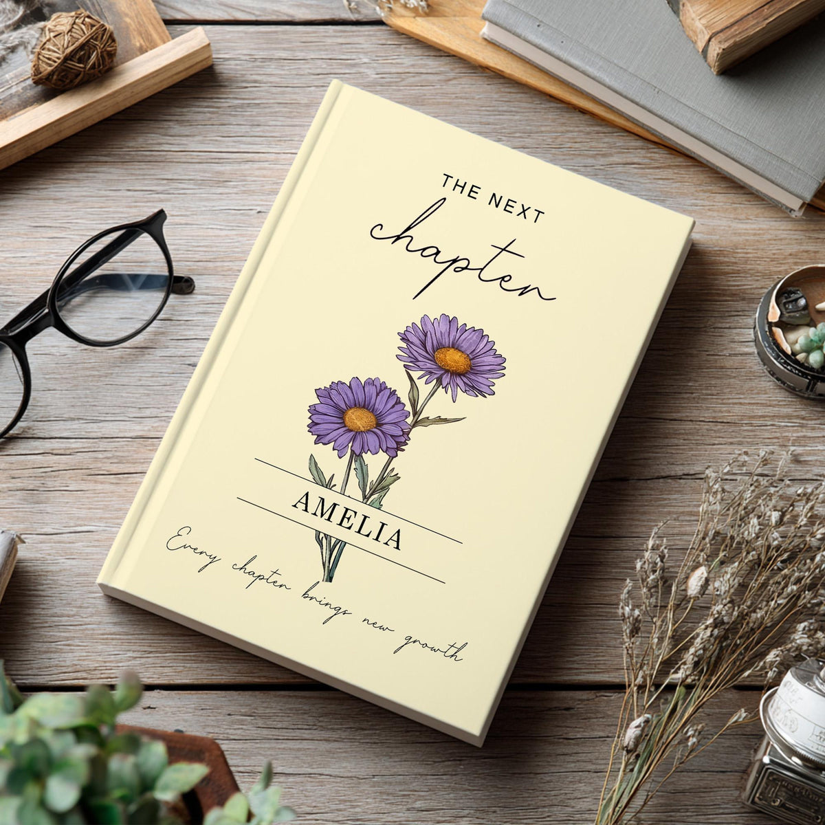 Personalized Birth Month Flower The Next Chapter Hardcover Journal Matte: Class Of 2026 Gift, Graduation 2026 Gift For Daughter