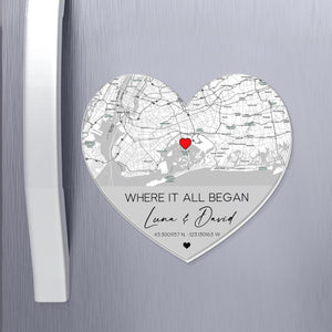 Personalized Anniversary Gift, Custom Location Map Fridge Magnet, Where We Met Map Magnet, Gift For Him, Newly Engaged Gift, Couples Gift