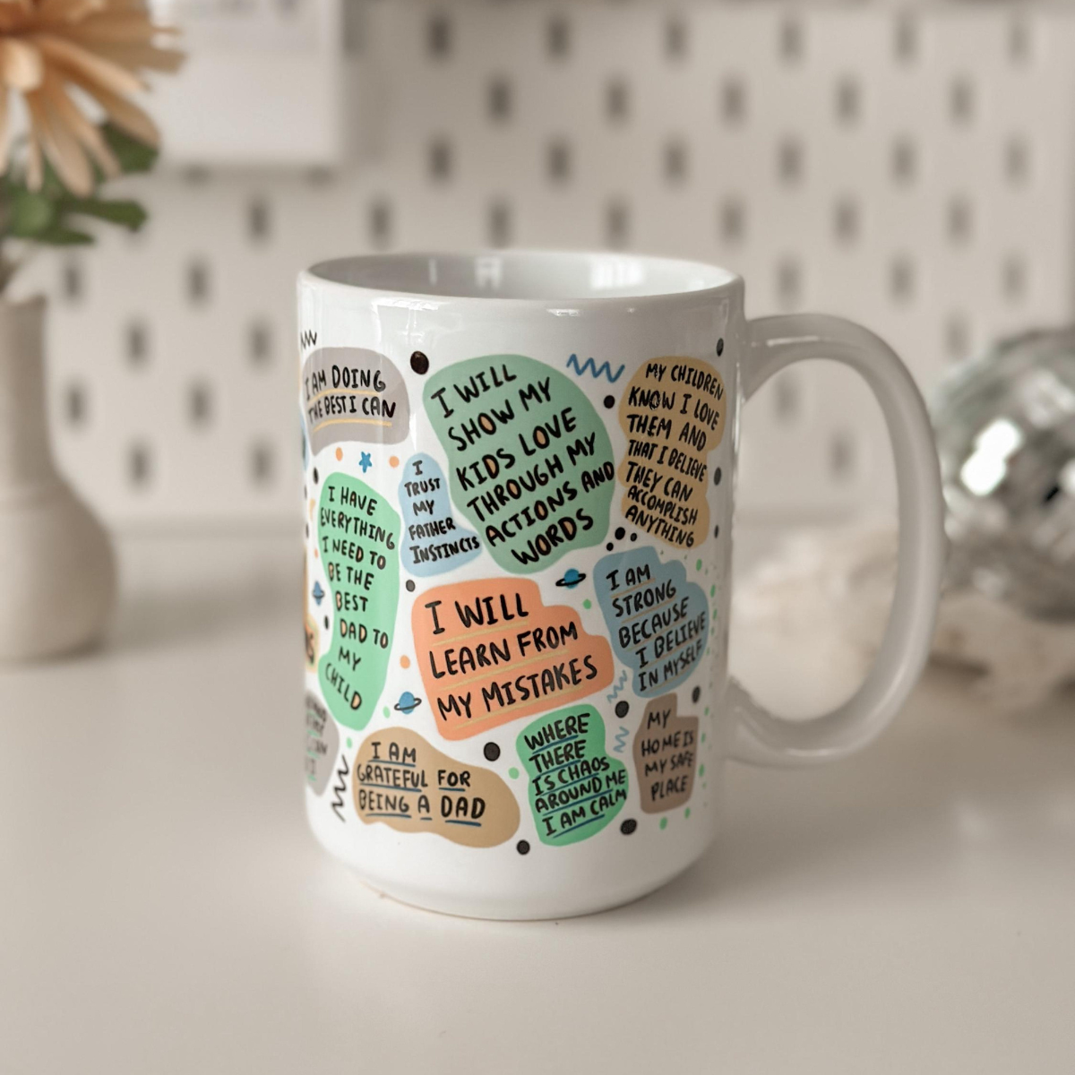 Dad Daily Affirmation Coffee Mug, Giftful mug Best Dad Ever Coffee Cup, Fathers Day Gifts for Dad Positive Cup Dad Birthday Gift