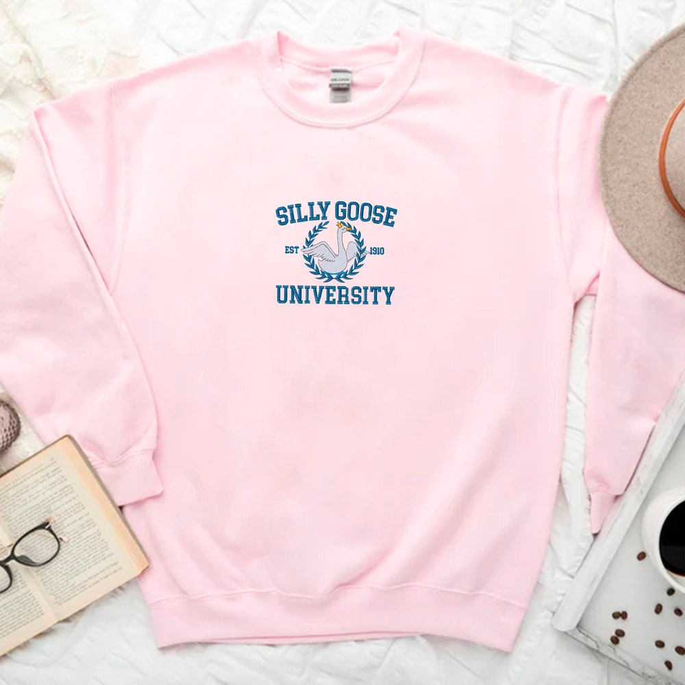 Embroidered Silly Goose University Shirt, Goose Crewneck Sweatshirt, Funny Sweatshirt, Funny Embroidered Tees, Group Gang Goose Shirt