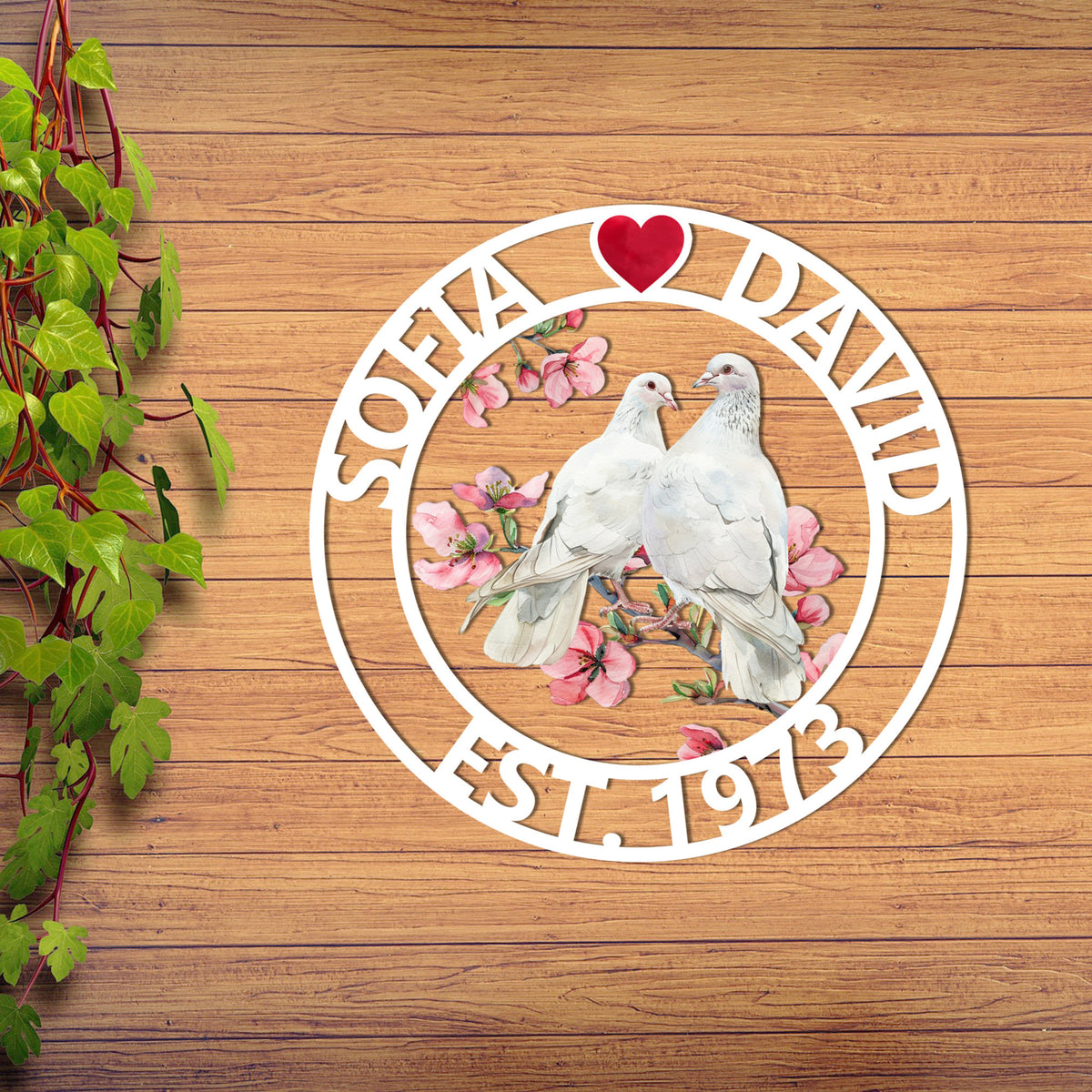 Custom Anniversary Sign, Family Name Sign, Parents Anniversary Gift, Golden Anniversary Wedding Anniversary Metal Wall Art, Doves Metal Sign