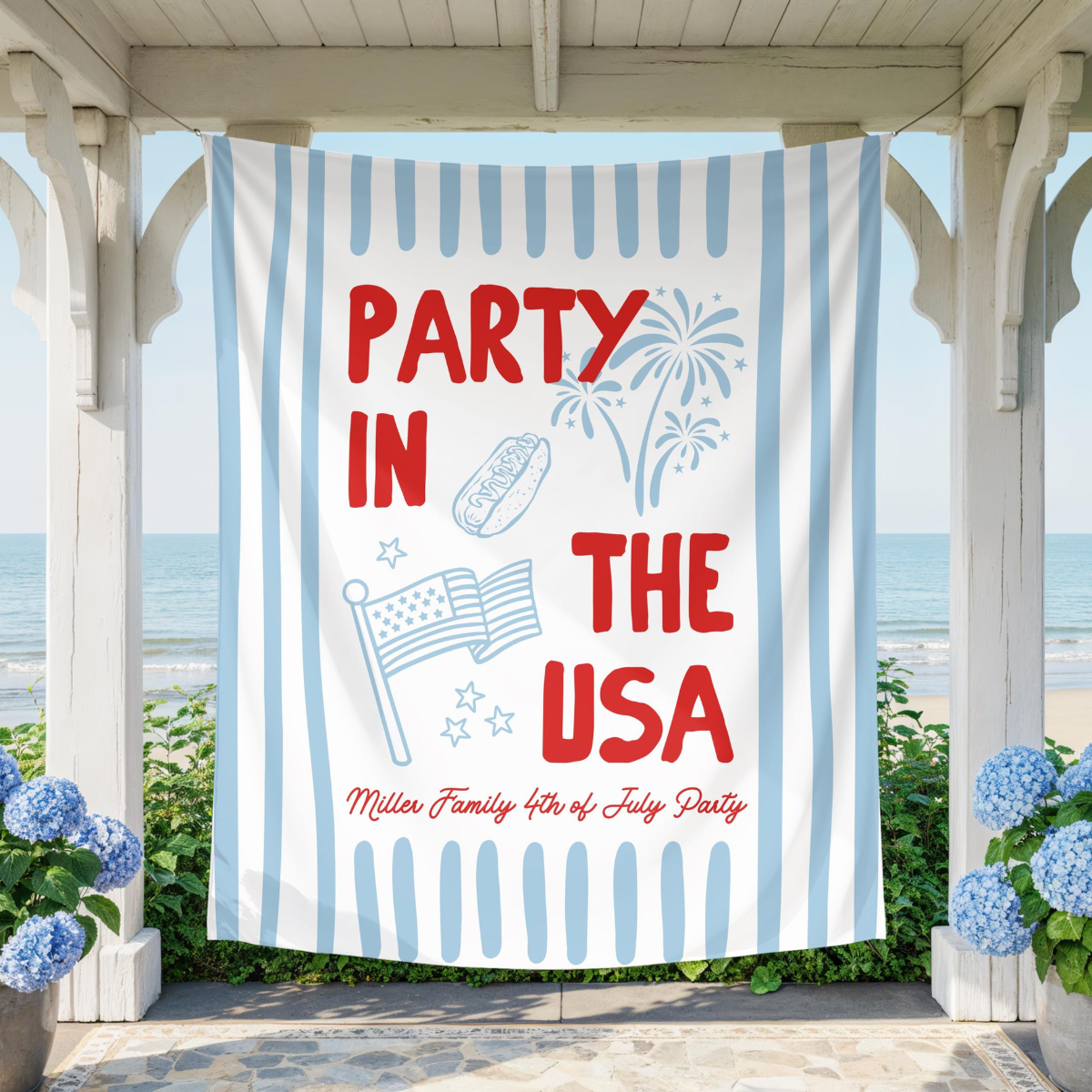 Custom 4th of July Party Banner, Family BBQ Sign, America 250th Anniversary Celebration Backdrop, USA Celebration Decor