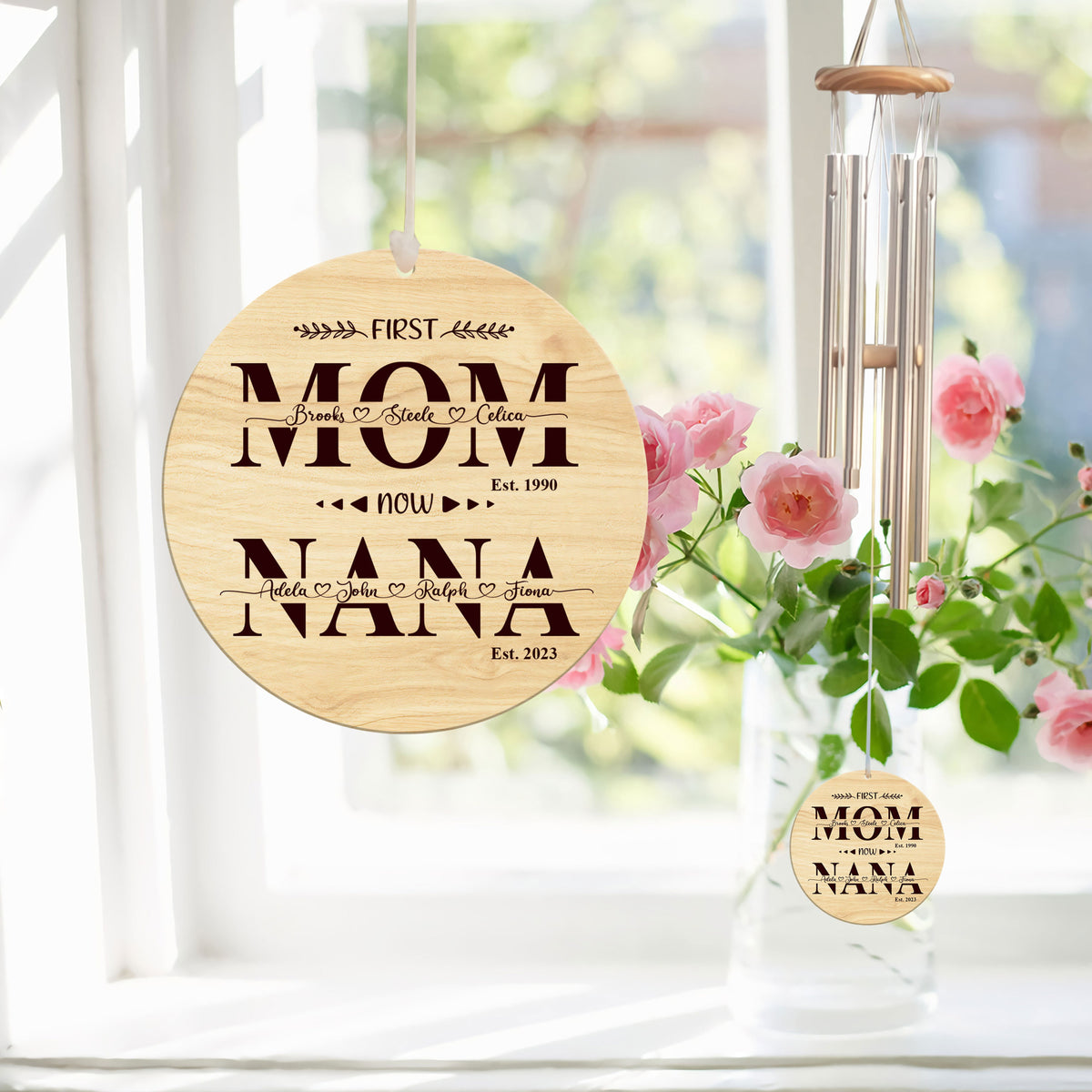 First Mom Now Grandma With Kid Names - Personalized Windchime - Gift For Grandma, Mother's Day, Birthday Gift