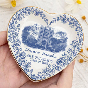Vintage Toile Graduation Keepsake - Personalized Jewelry Dish