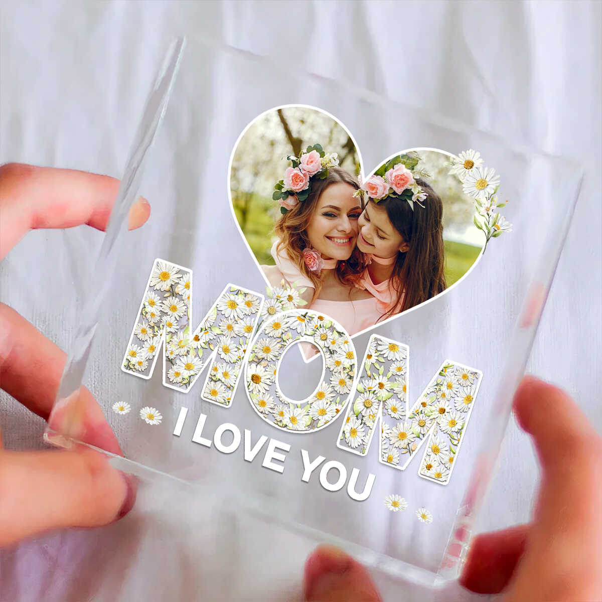 Mom I Love You Daisy Flower - Personalized Acrylic Plaque - Gift For Mom, Mother's Day, Birthday Gift