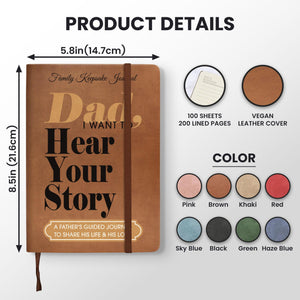 Dad I Want to Hear Your Story Leather Journal, Personalized Father's Guided Memory Keepsake Book, Father's Day Gift, Birthday Gift for Dad