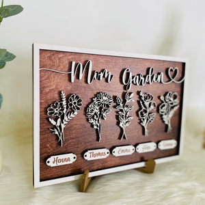 Personalized Mom's Garden Sign With Custom Name and Birth Month Flowers, Personalized Family Name, Perfect gift for Mom