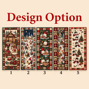 Christmas Quilted Table Runner, Holiday Winter Dining Table Decor