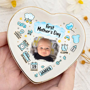 Custom Photo Our First Mother's Day Information Icon - Personalized Ring Dish
