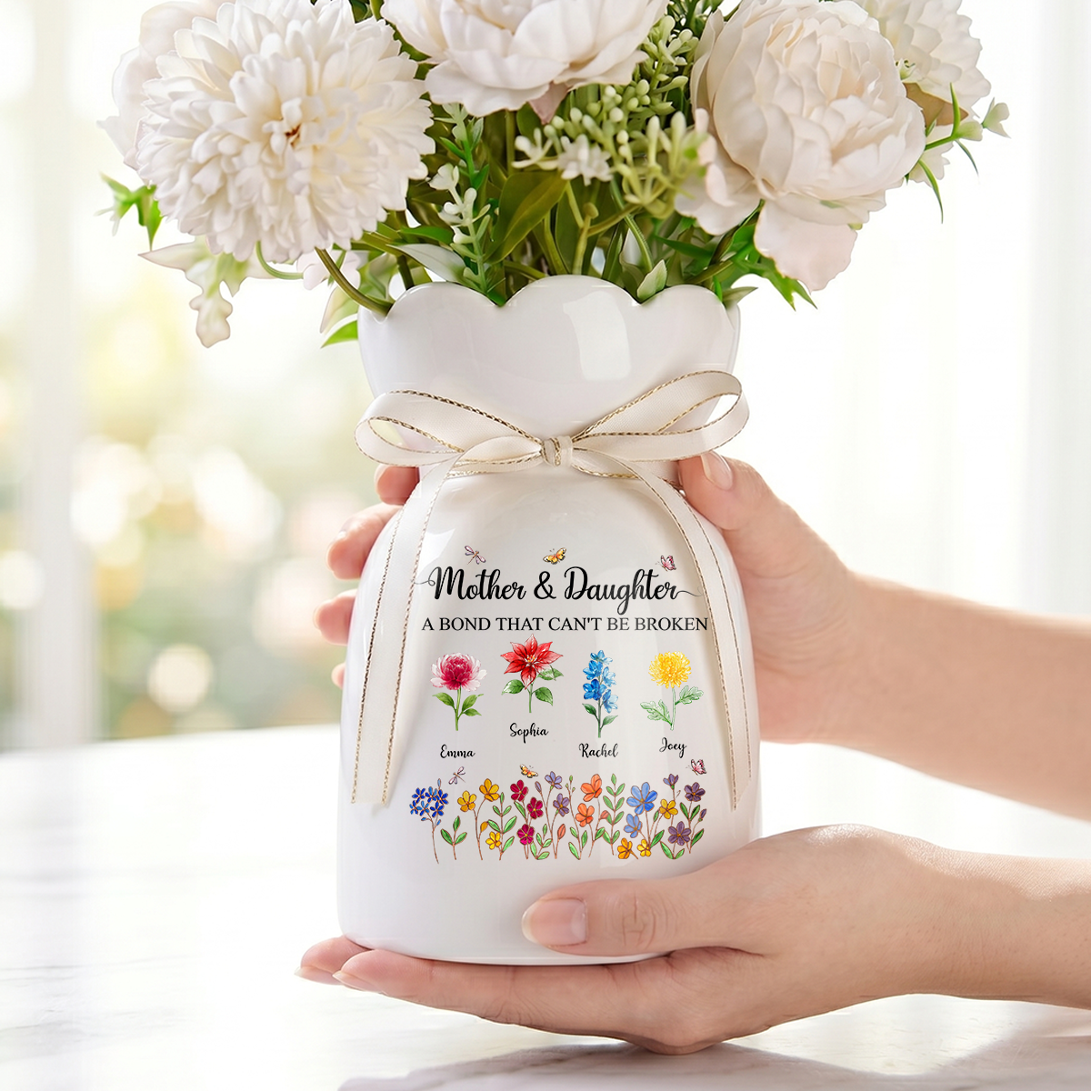 Seed Of Love - Personalized Custom Ribbon Tie Flower Vase