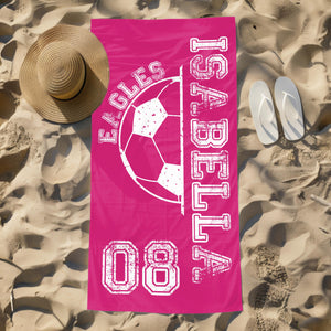 Custom Soccer Towel, Personalized Name Towel for Players, Senior Soccer Gift, Team Gift, Soccer Birthday Gift, Girls Sports Towel