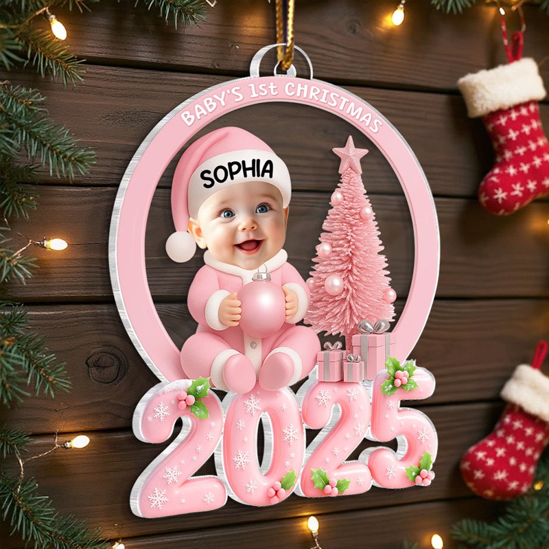 Baby Photo Christmas Tree 2025 - Personalized Acrylic Ornament - Unique Christmas Gift For New Parents, Newborn Keepsake