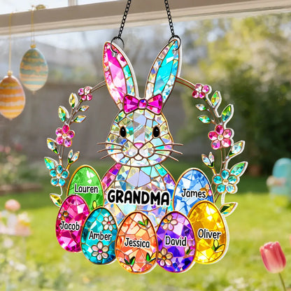 Bunny Grandma Easter Gift - Personalized Acrylic Suncatcher Ornament - Easter Decor for Grandma, Mother's Day Gift for Grandma, Mom, Wife