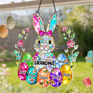 Bunny Grandma Easter Gift - Personalized Acrylic Suncatcher Ornament - Easter Decor for Grandma, Mother's Day Gift for Grandma, Mom, Wife