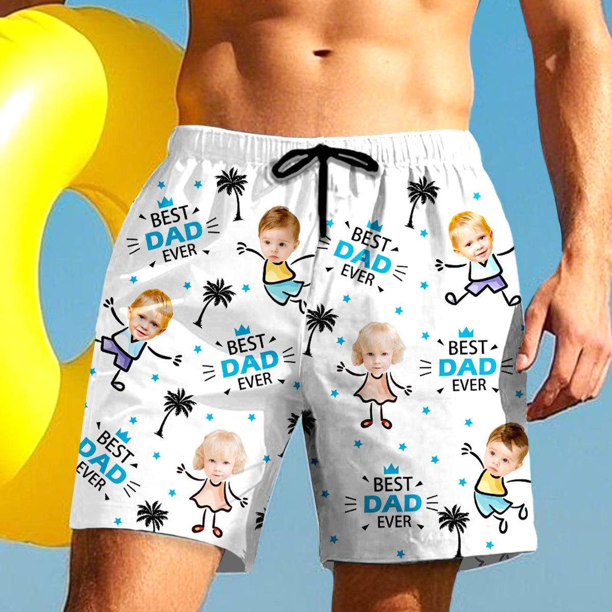 Custom Beach Shorts for Dad, Personalized Men Swim Trunks, Men's Bathing Suit, Father's Day Gift