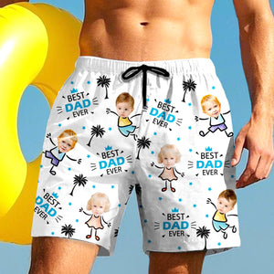 Custom Beach Shorts for Dad, Personalized Men Swim Trunks, Men's Bathing Suit, Father's Day Gift
