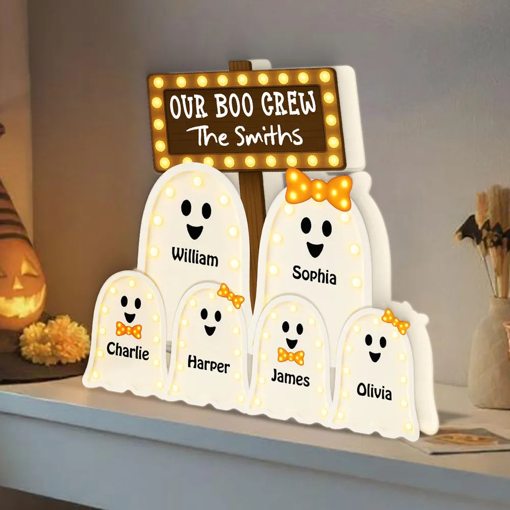 Halloween Boo Family - Personalized Acrylic Light Box - Gift For Family, Halloween Decoration