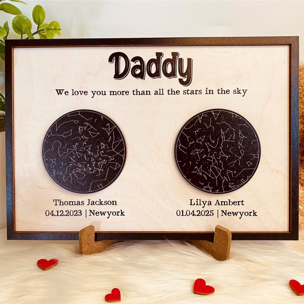 Dad Star Map Wooden Sign, Custom Gift For Dad From Daughter Son, Night Sky Star Map By Date , Fathers day Gift, Gift for Mom