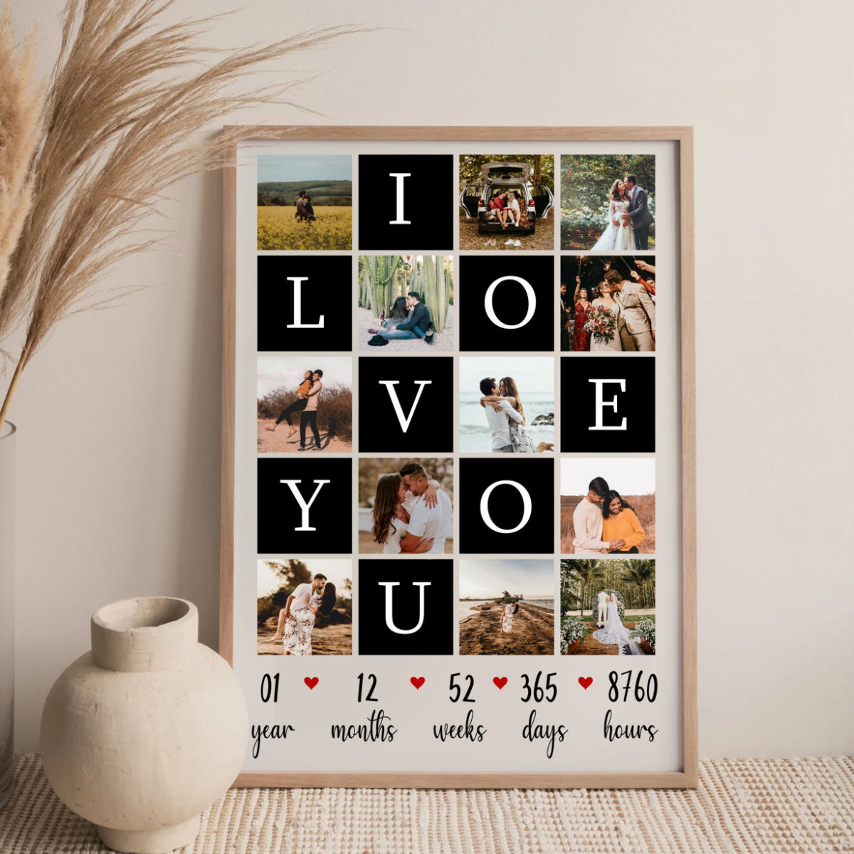 I Love You Photo Collage - Personalized Canvas - Anniversary Gift, Valentine's Day Gift For Husband Wife