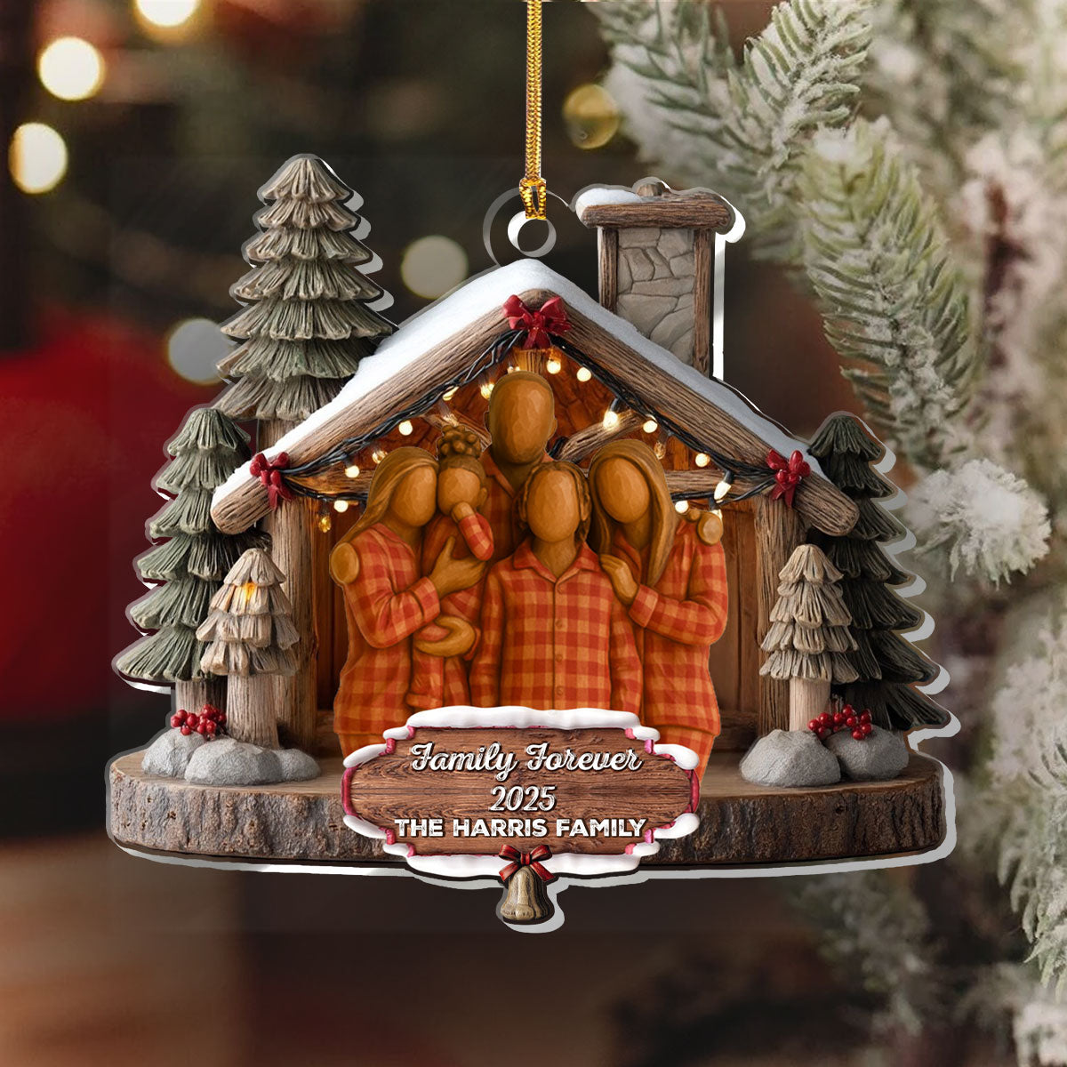 Family Forever Custom Photo - Personalized Acrylic Ornament - Christmas Gift For Family
