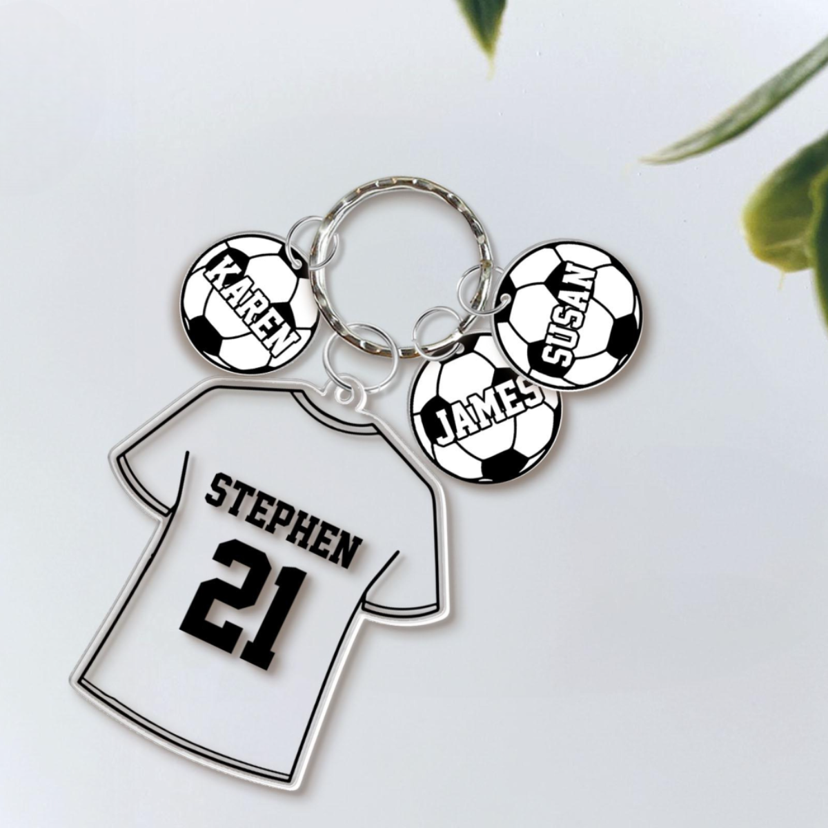 Personalized Soccer Keychain For Dad, Custom Kids Name Soccer Acrylic Keychain, Father's Day Gifts, Keychain Gift for Dad, Boyfriend Gift