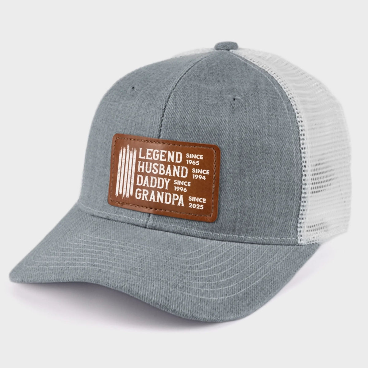 Legend Husband Daddy Papa Custom Year - Personalized Leather Label Net Hat - Gift For Dad, Grandpa, Father's Day Gift