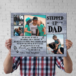 Fathers Day Gifts For Step Dad, Stepped Up Dad Custom Photo Canvas, Thank You Gift For Stepped Up Dad, Bonus Dad Gifts From Kids