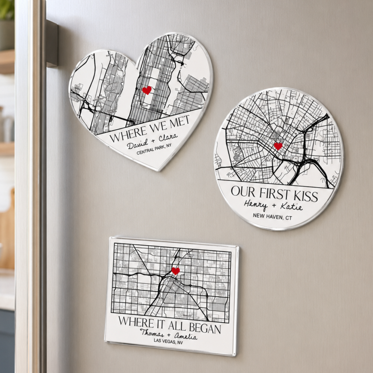 Personalized Where We Met Map Magnet, Custom Location Magnet, Where It Began Keepsake, First Date Gift, Gift For Couples