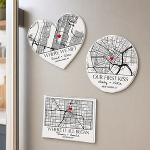 Personalized Where We Met Map Magnet, Custom Location Magnet, Where It Began Keepsake, First Date Gift, Gift For Couples