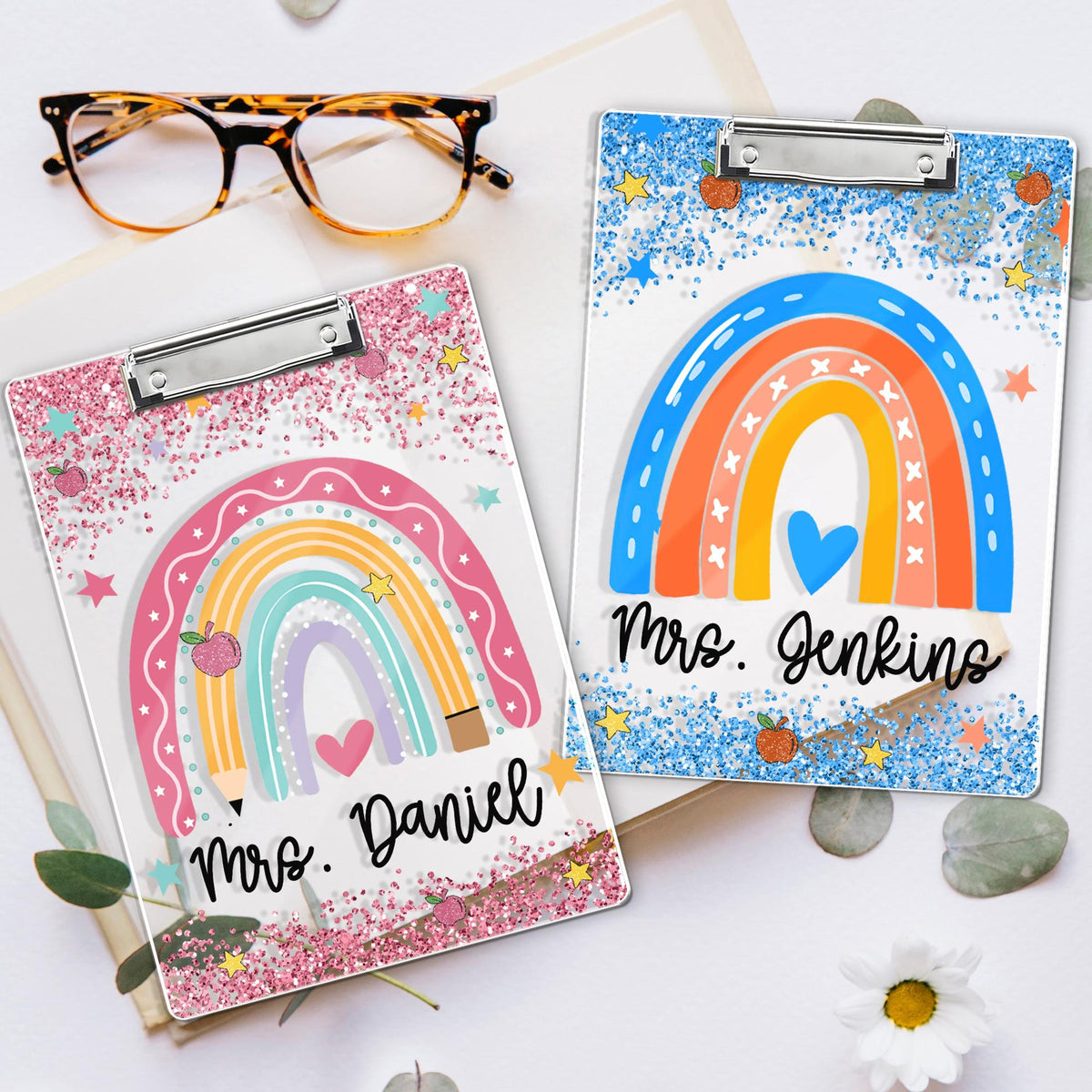 Personalized Teacher Appreciation Gifts, Custom Rainbow Teacher Clipboard, Teacher Name Clipboard, Back To School, End Of Year School Gift