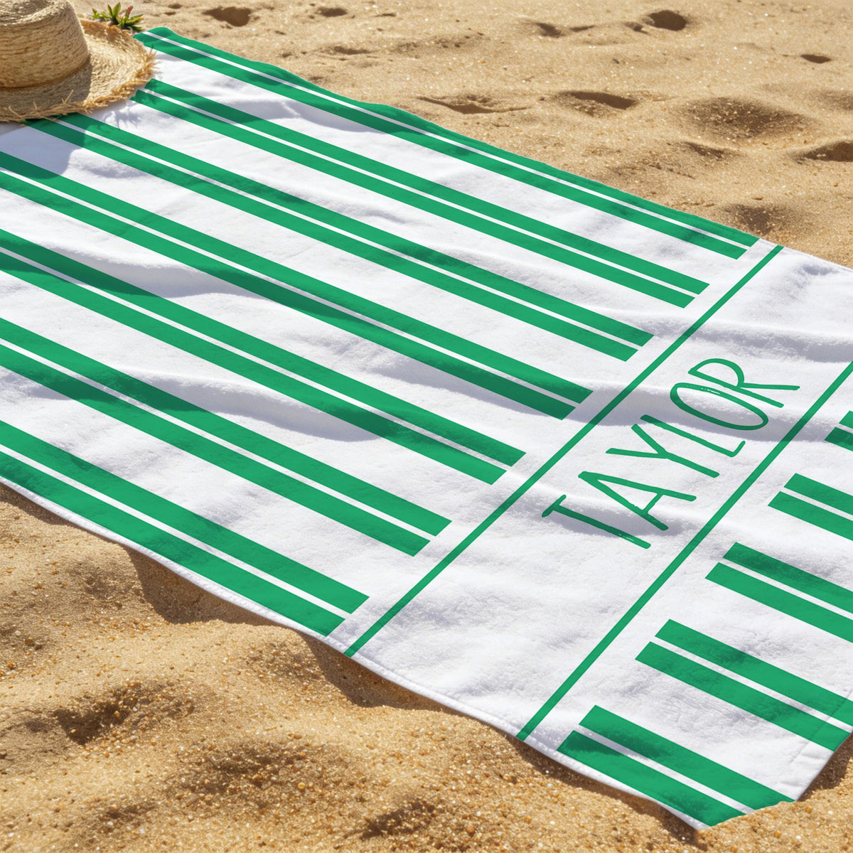 Custom Simple Striped Beach Towel, Pool Towel for Family, Summer Vacation Gift, Beach Lover's Gifts, Bachelorette/Birthday Party Gift