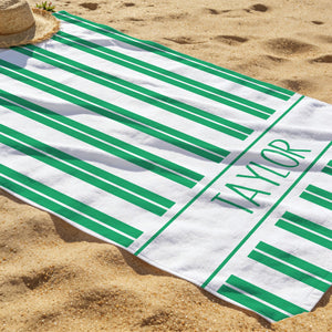 Custom Simple Striped Beach Towel, Pool Towel for Family, Summer Vacation Gift, Beach Lover's Gifts, Bachelorette/Birthday Party Gift