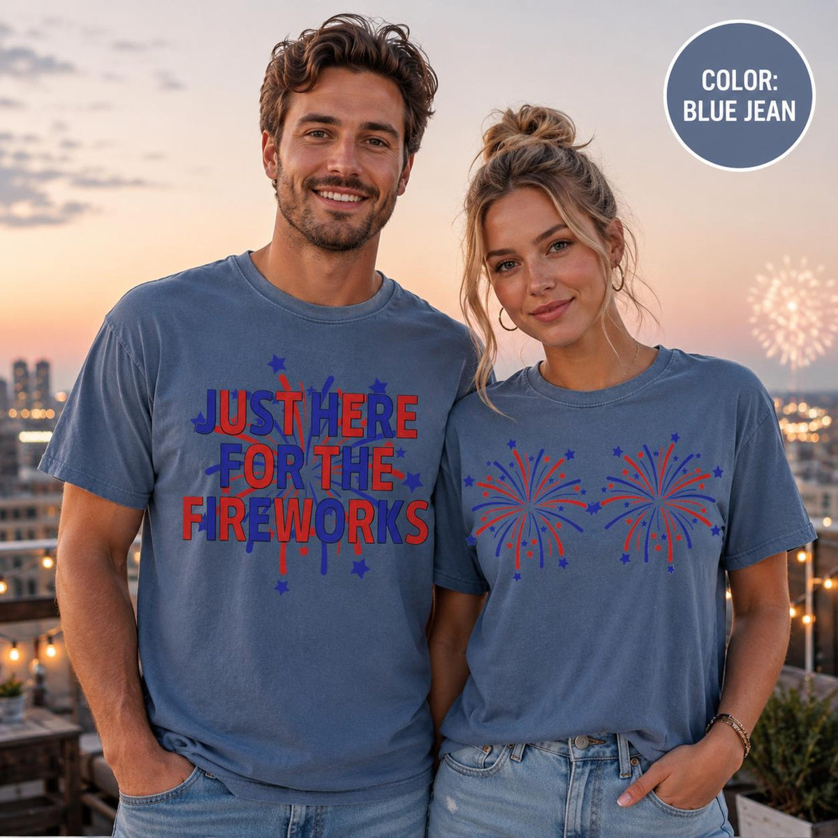 Funny 4th Of July Couples Shirts, Fireworks Matching Tee, Independence Day Top, Comfort Colors 1717, Patriotic Husband Wife Graphic Tee