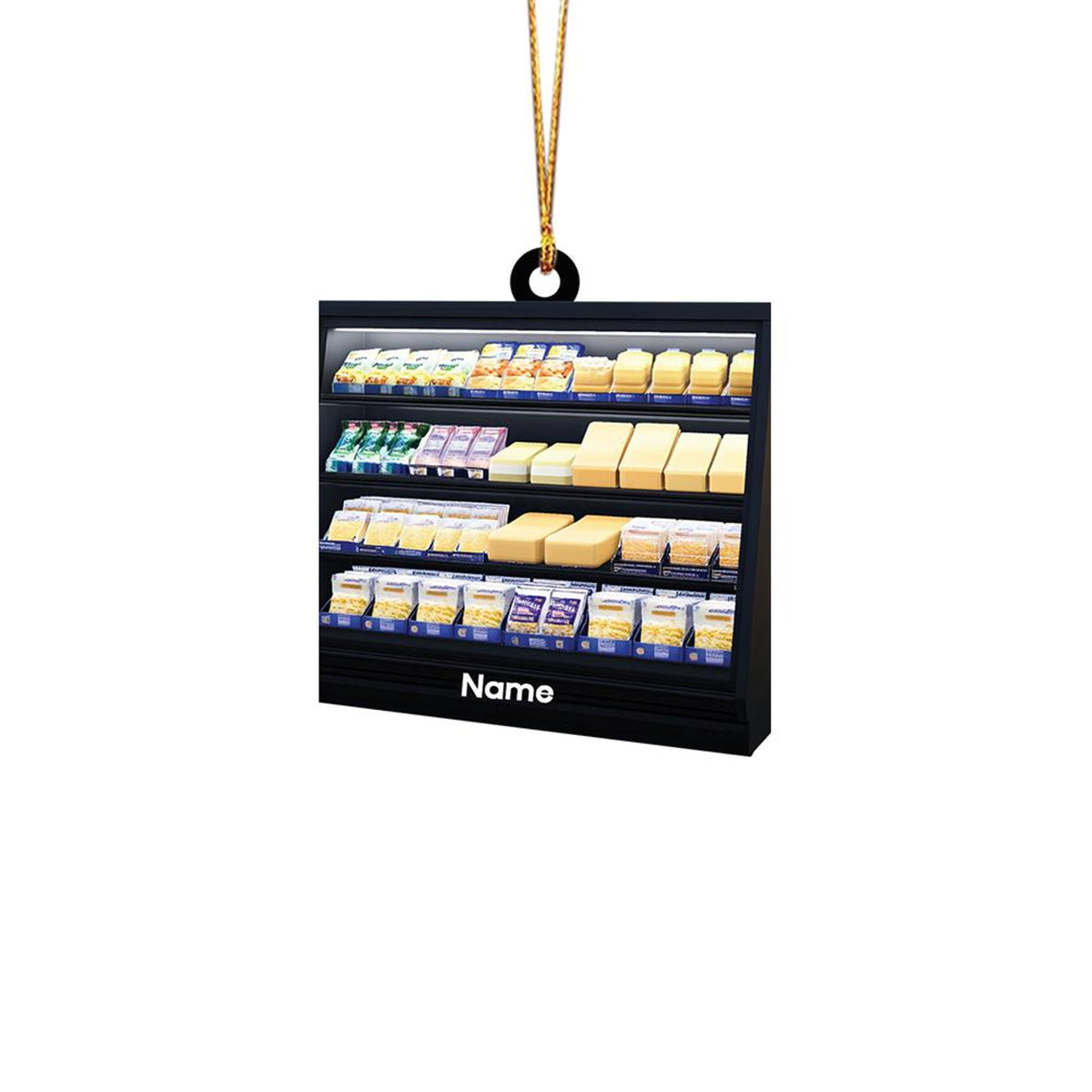 Personalized Cheese Fridge Christmas Ornament, Cheese Christmas Ornament, Chef Ornament, Cheese Lovers Gift, Cooking Ornament