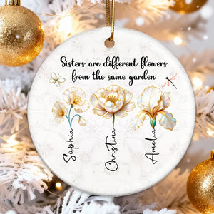 3D Pearl Effect Birth Flowers Sisters From The Same Garden - Personalized Ornament - Christmas Gift For Sisters, Besties