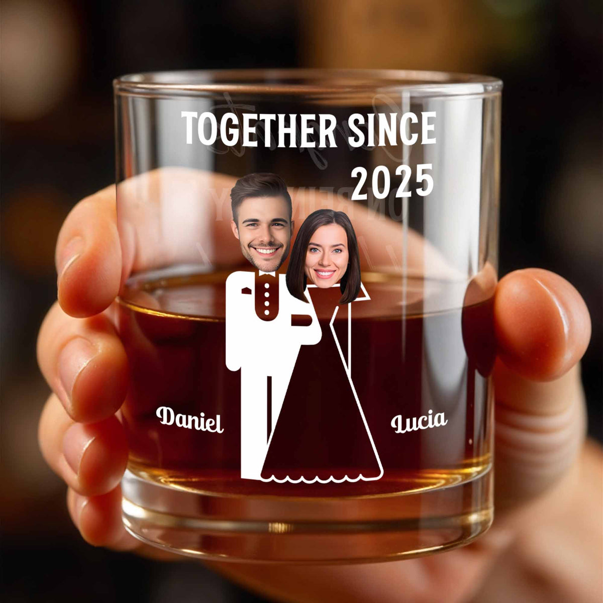 Together Since, Featuring Couple Silhouettes, Personalized Whiskey Glass, Gift For Couples