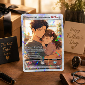 Custom Father's Day Gamer Dad Card, Personalized Photo Trading Keepsake Gift for Dad, Gift From Kids For Father