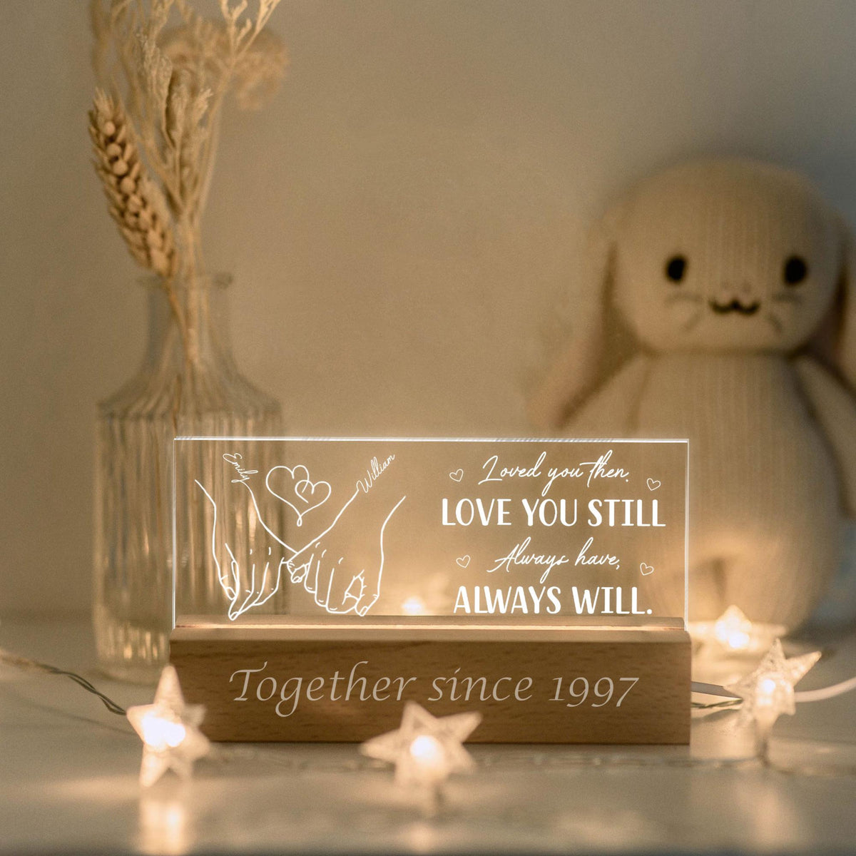 Forever Yours Personalized Couple Night Light, Romantic Valentine Couple, Wedding Gift, Gift for Her, Anniversary Gift, Bedroom Lamp