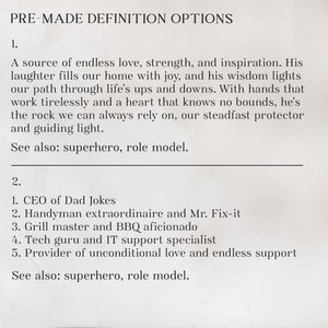 Personalized dad definition plaque, Fathers Day gifts from daughter, Personalized gifts for Dad, Custom Photo Frame, Dad christmas gifts