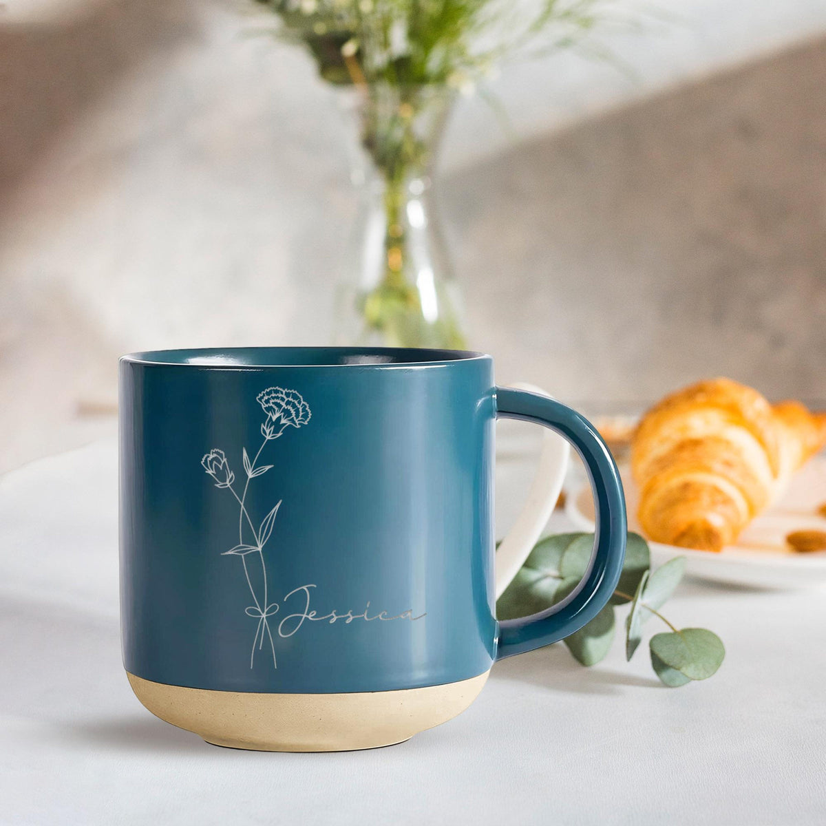 Personalized Birth Flower Pottery Mug, Coffee Cup With Name, Personalized Birth Flower Mugs, Bridesmaid Proposal, Gifts for Her