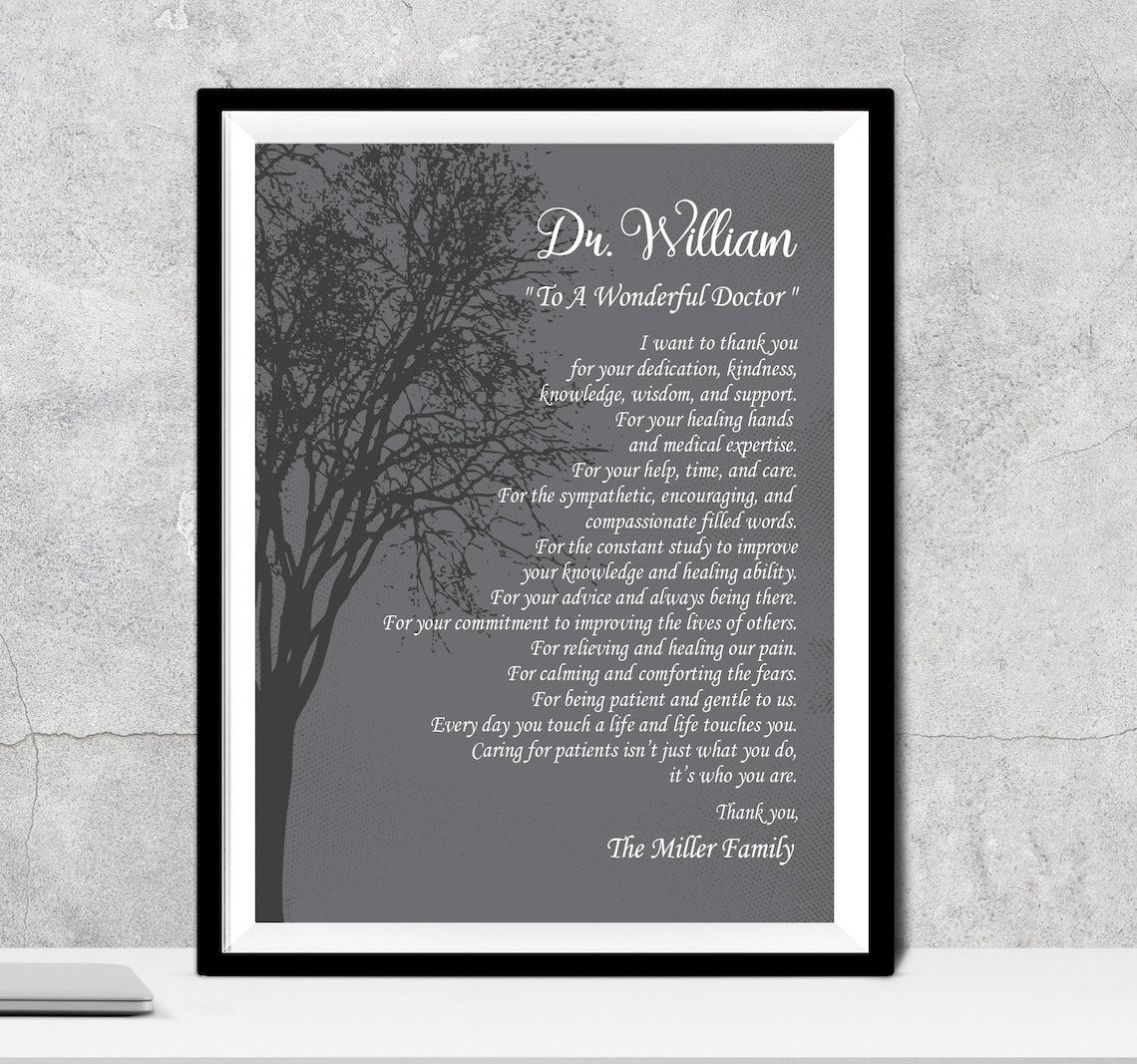 Doctor Gift, A Wonderful Doctor Poem A Truly Great Doctor Appreciation Gift Doctor Thank You Doctor Doctors Day Physician Gratitude Medical