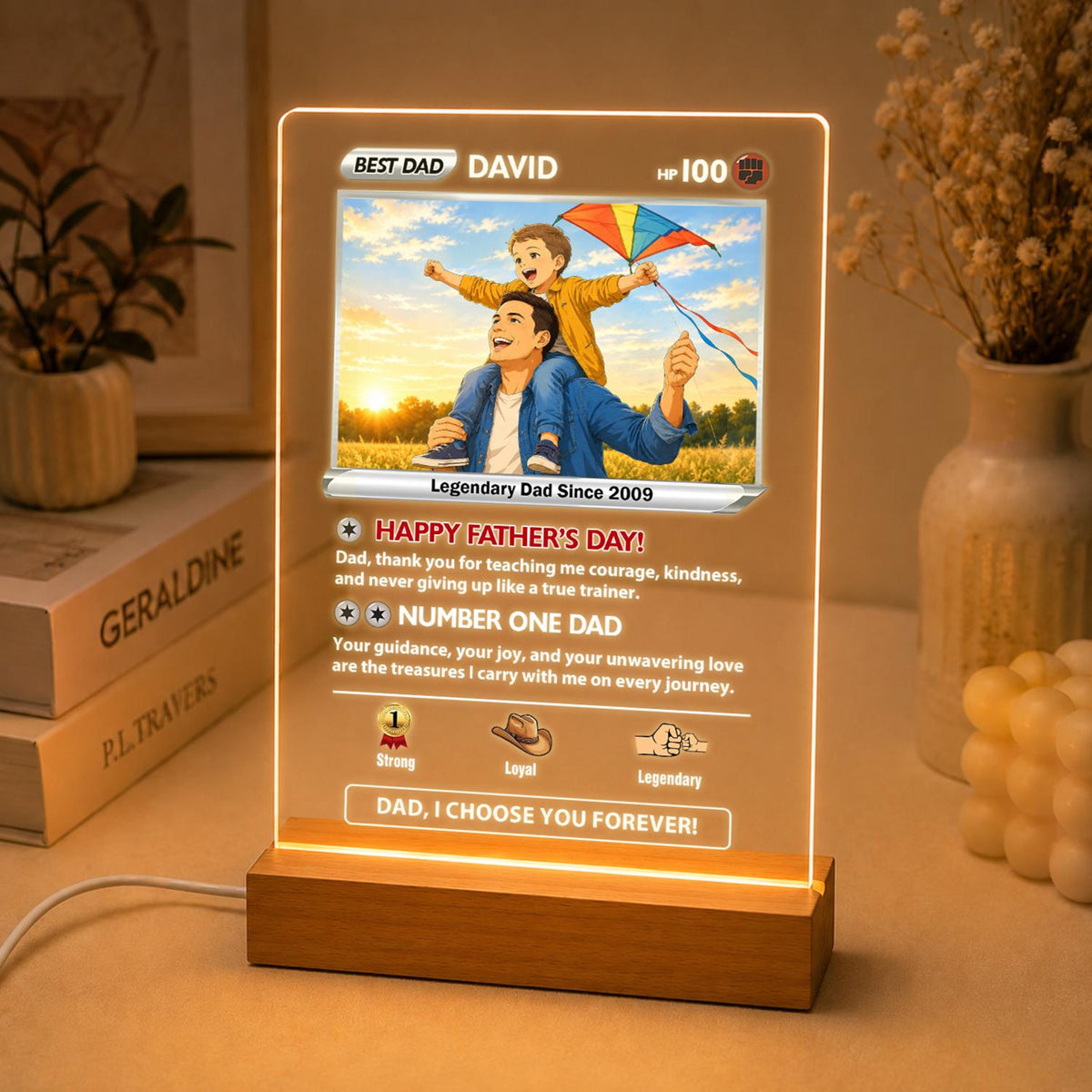 Custom Dad Poke Card Night Light, Personalized Poke Father s Day Night Light, Custom Anime Light, Gamer Dad Gift, Gift for Husband