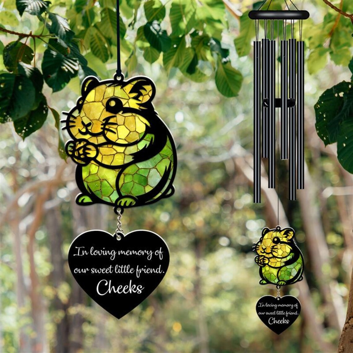 Personalized Memorial Wind Chime, Hamster Wind Chime, Mouse Suncatcher Wind Chime, In Loving Memory, Hamster Loss Gift, Sympathy Gift