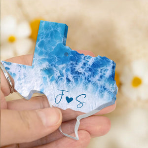 Personalized Engagement Ornament, Custom State Beach Engagement Ornament, Christmas Gift For Couples, Anniversary Gift, Engagement 2025 Gift
