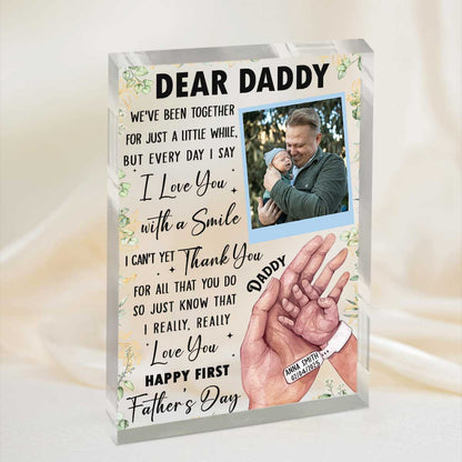 Happy First Fathers Day Acrylic Plaque, Personalized New Dad Gift, Dad Keepsake From Baby, First Time Father Gifts