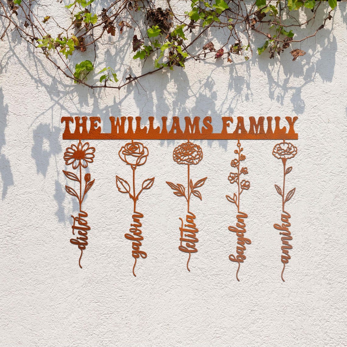 Custom Family Garden Sign Rusty, Rustic Wall Decor, Birth Flower Sign, Gift for Family, Keepsake Gift