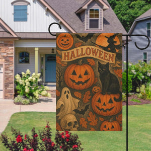 Halloween Garden Flag, Fall Season Outdoor Decor, Spooky Floral Yard Flag, Neutral Autumn Porch Decoration, Black Cat Pumpkin Garden Flag 6a01855f-6153-43bb-9e1c-b9e097801764-1.jpg