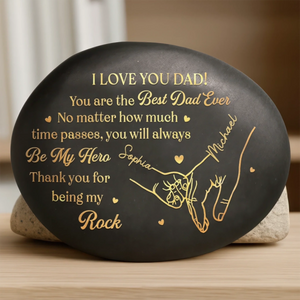Custom Rock Gift For Dad, Personalized Fathers Day Gift for Dad Grandpa, Family Built on Love Stone Keepsake Decor, Birthday Gift